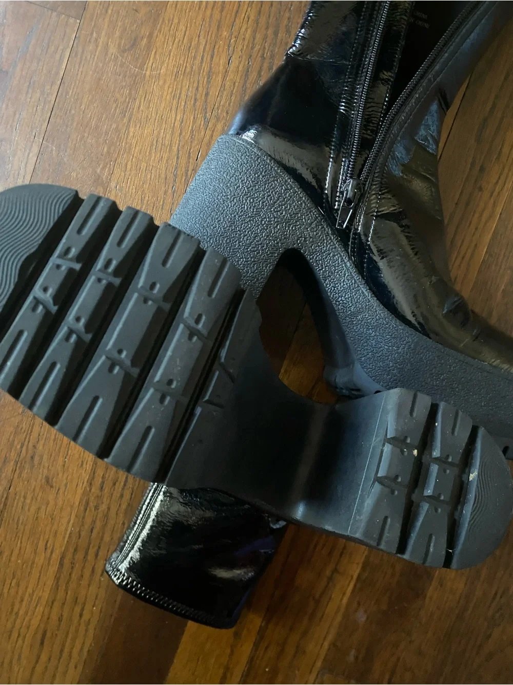 Jeffrey Campbell Black Patent Platform Ankle Boots